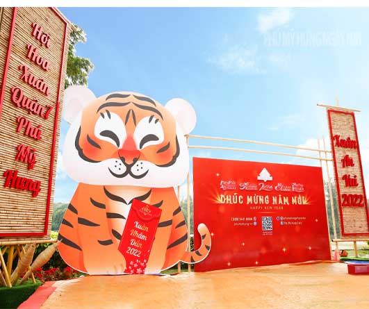 Hình ảnh linh vật năm Nhâm Dần tại Hội hoa xuân Phú Mỹ Hưng 2022