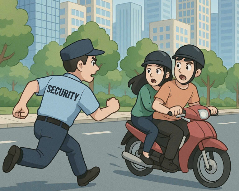 Bảo vệ Phú Mỹ Hưng hỗ trợ công an tạm giữ đối tượng giật đồ